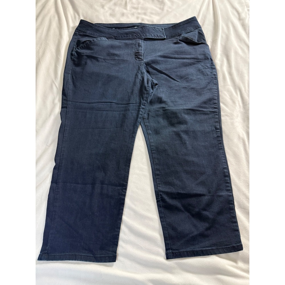 Worthington Signature Fit Ankle Pants Navy Blue Stretch Plus Size 22 Woman